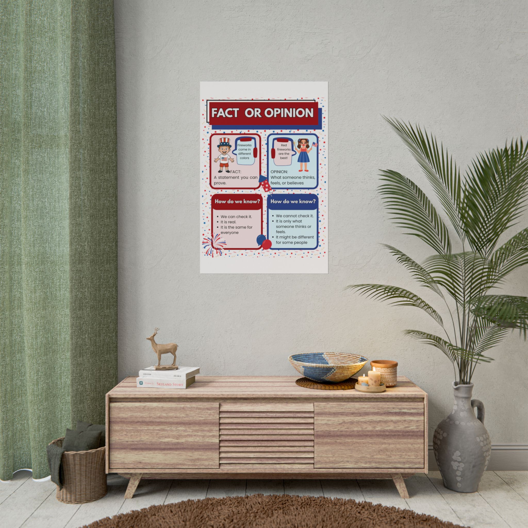 Patriotic Fact or Opinion Rolled Poster | Educational Classroom Poster - Image 64