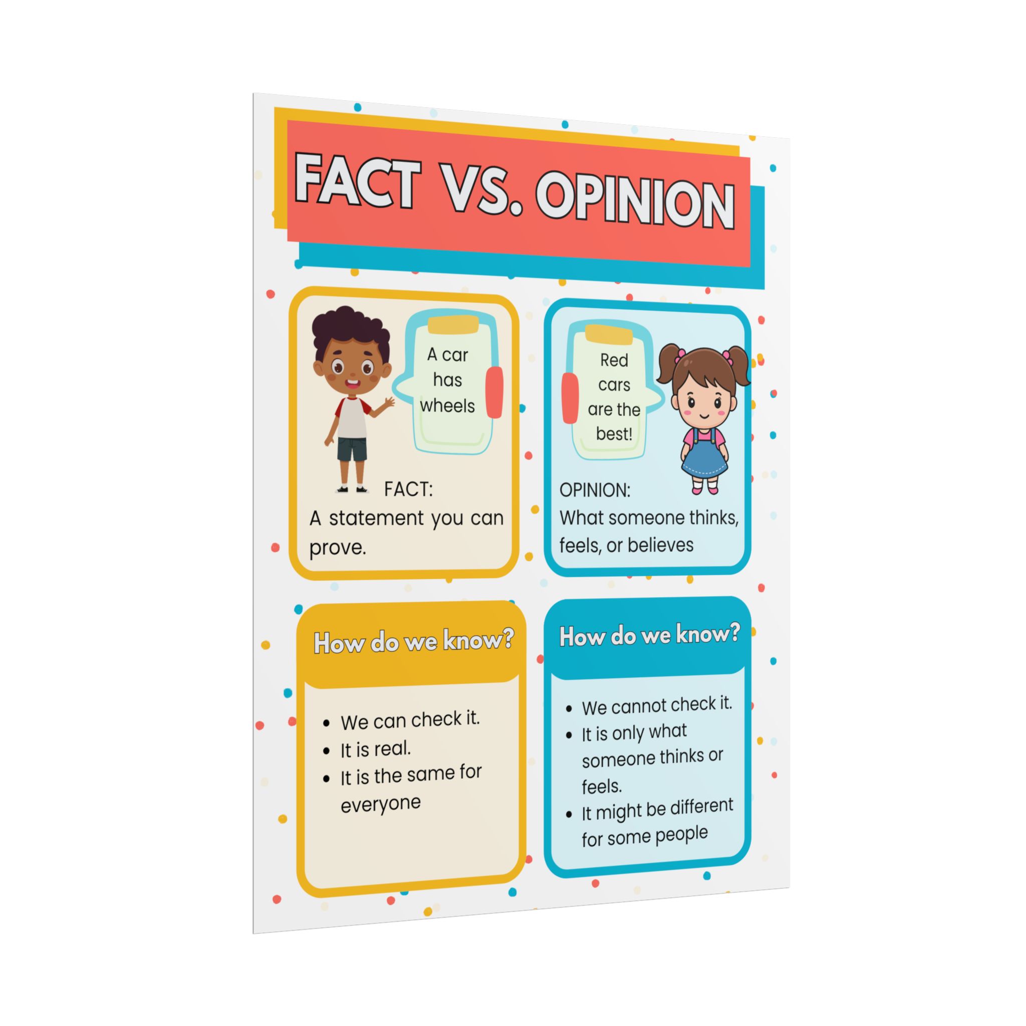 Fact vs. Opinion Educational Poster — Rolled Classroom Chart for Elementary Literacy - Image 5