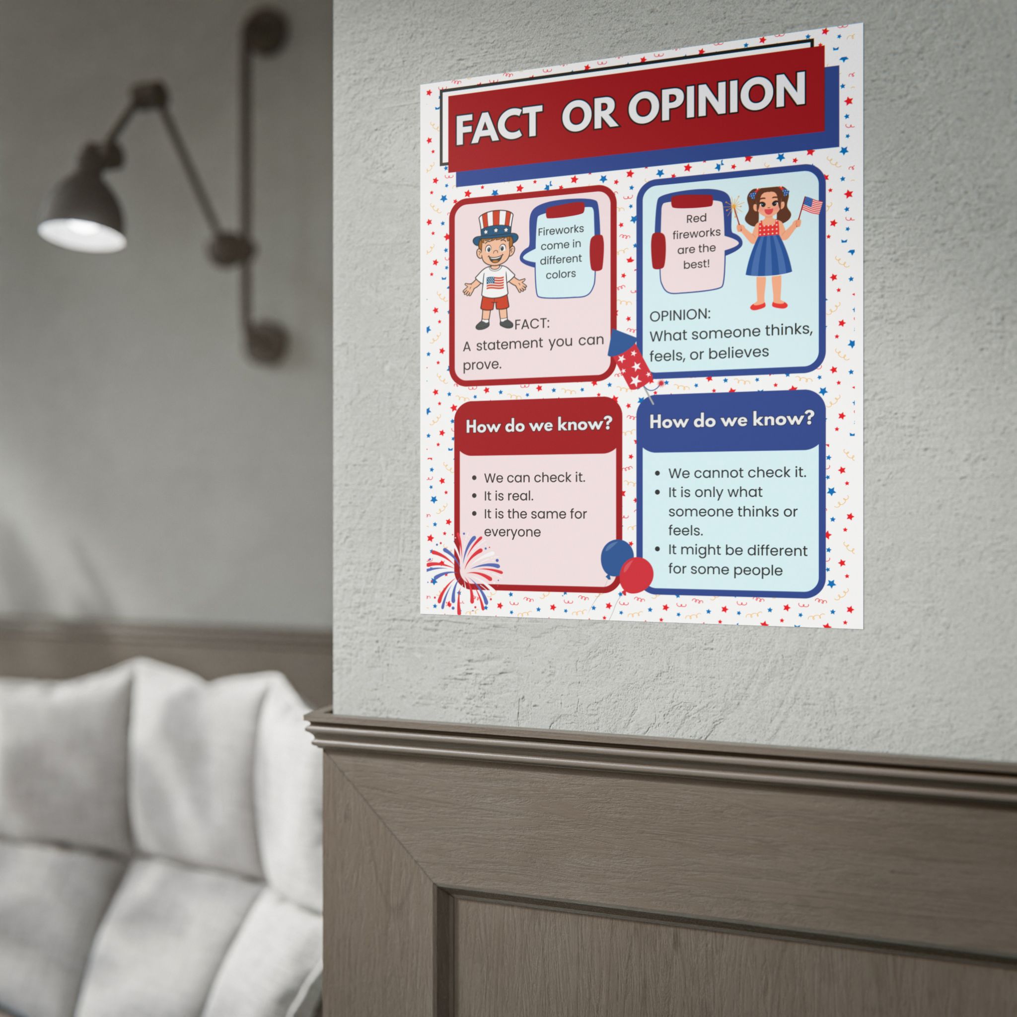Patriotic Fact or Opinion Rolled Poster | Educational Classroom Poster - Image 52