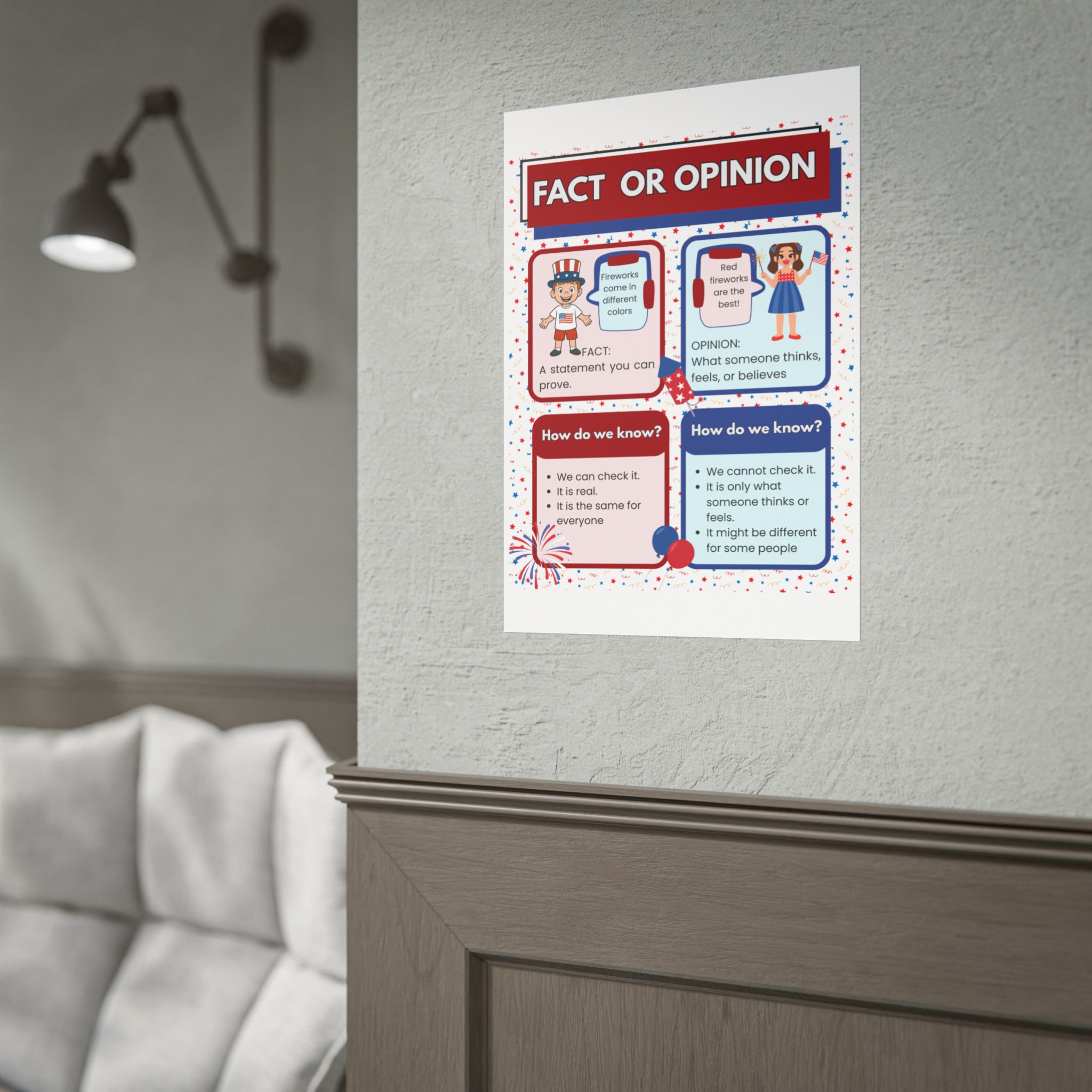 Patriotic Fact or Opinion Rolled Poster | Educational Classroom Poster - Image 47