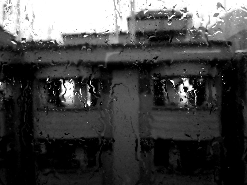 Rain on a window, an example of concrete sensory detail in writing